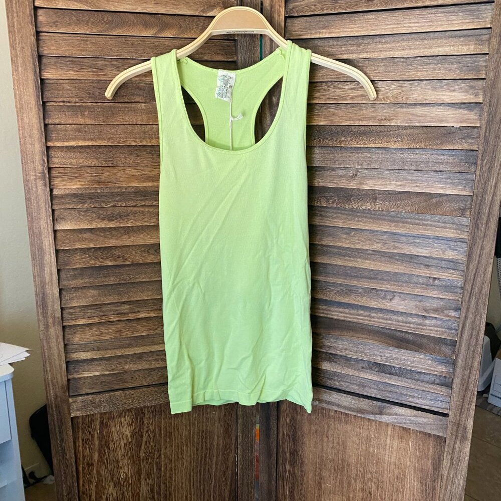 C'est Moi Bamboo 1x1 Rib Racer Back Top Glowy Green